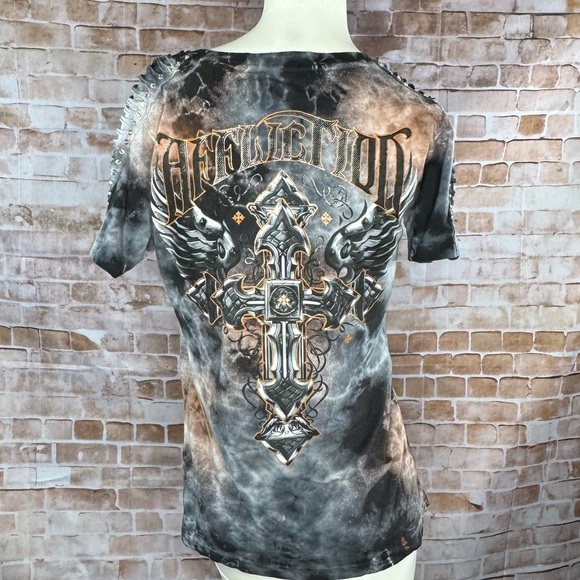 Affliction Women’s Graphic Short Sleeve Tye-Dye T-Shirt -NWT - Picture 8 of 9